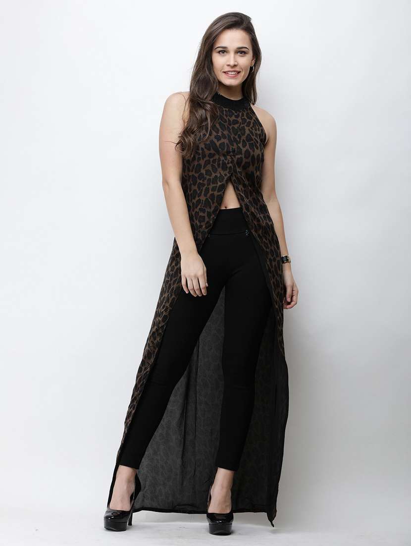 front slit floral maxi tunic - 18347825 -  Zoom Image - 0