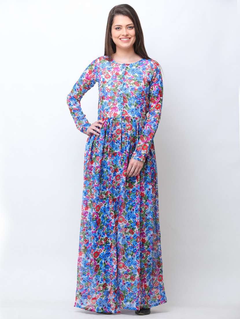 front slit floral maxi tunic - 18347829 -  Standard Image - 1