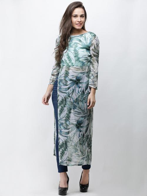 side slit printed tunic - 18347842 - Standard Image - 0