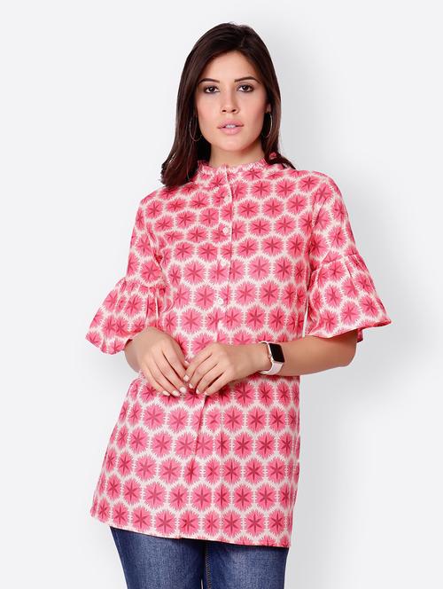 bell-sleeved printed regular tunic - 18347850 - Standard Image - 0