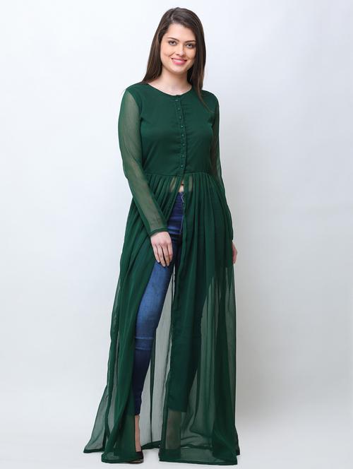 front slit solid maxi tunic - 18347864 -  Standard Image - 0