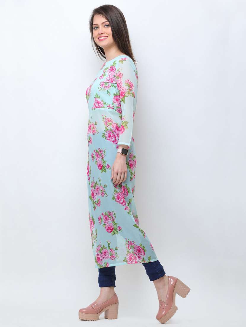 side slit floral tunic - 18347865 -  Standard Image - 1