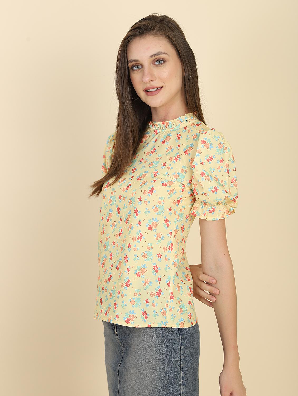 crew neck floral print top - 18347916 - Standard Image - 1