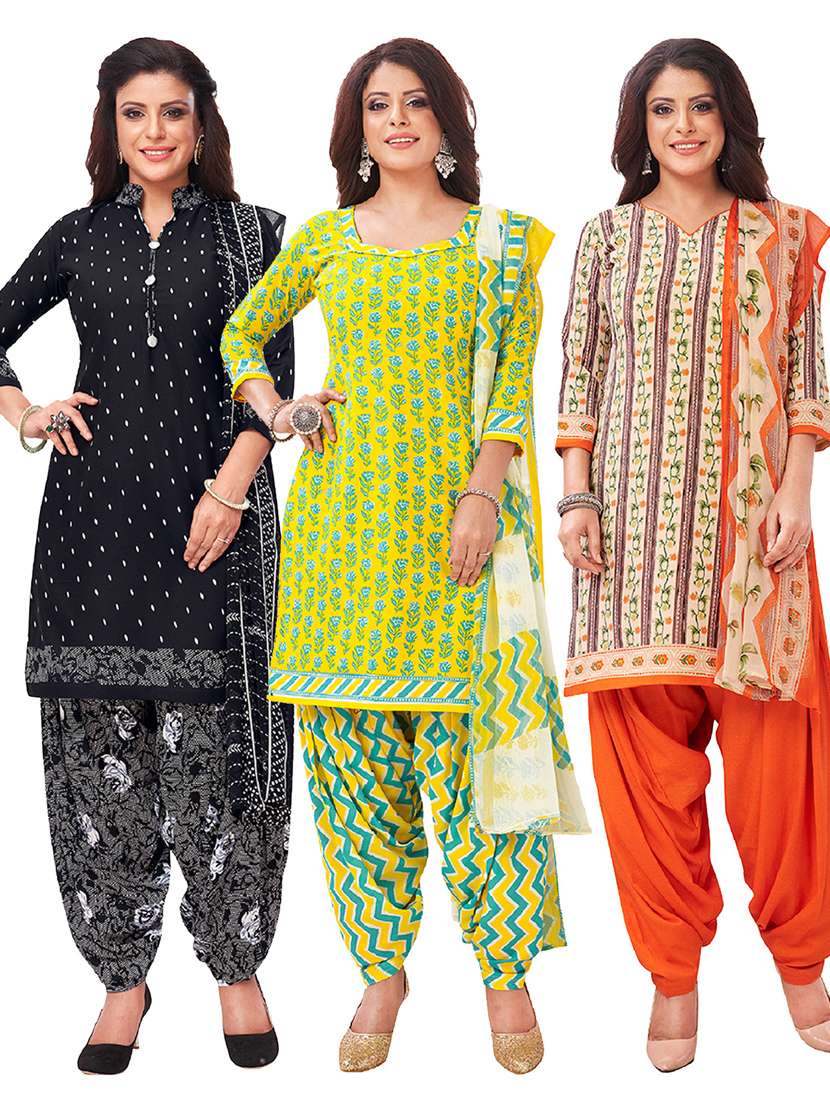 multi colored synthetic unstitched suit
