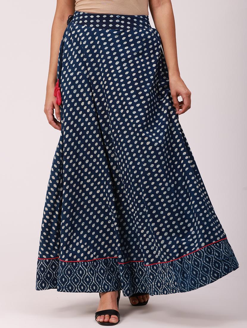 blue printed straight skirt - 18349119 - Zoom Image - 0