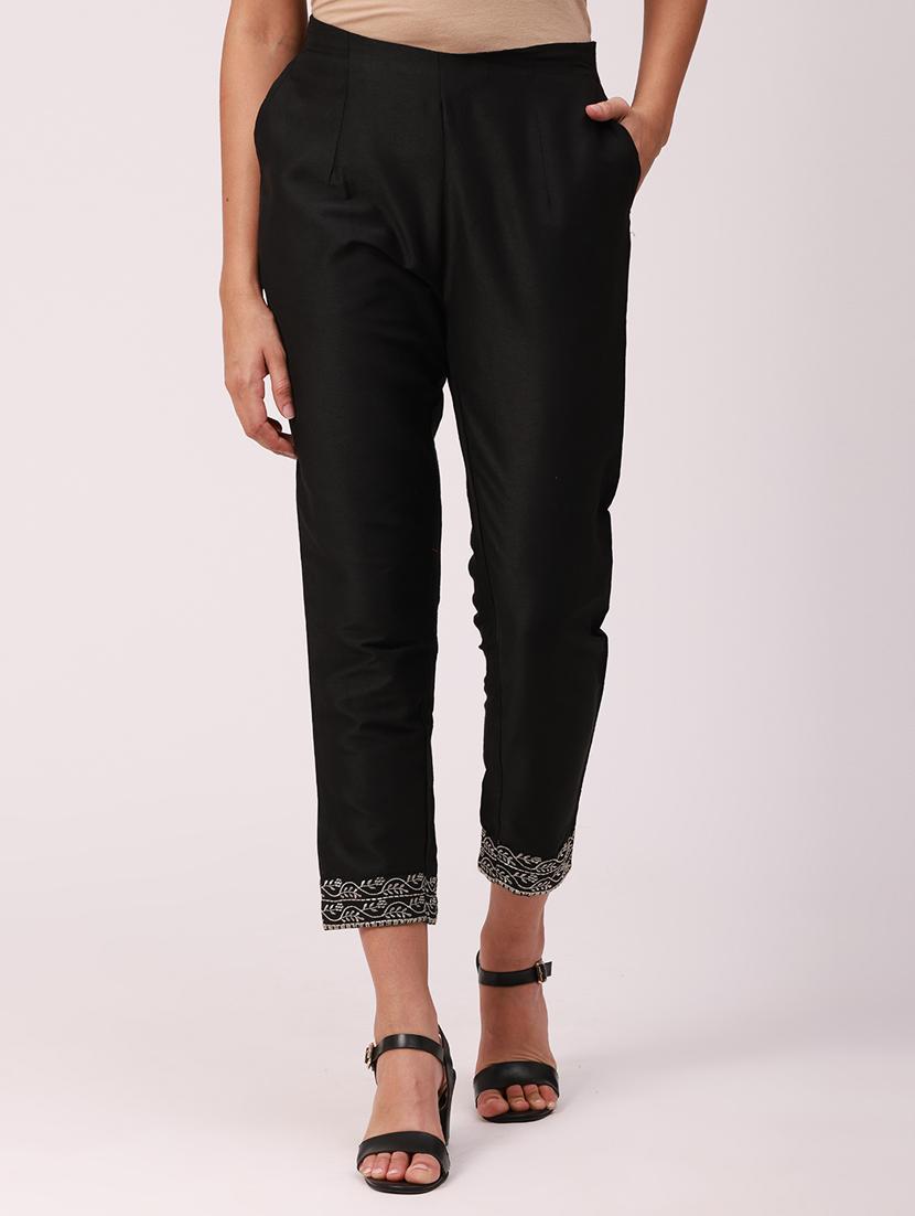 black solid cigarette pants trouser - 18349124 - Zoom Image - 0