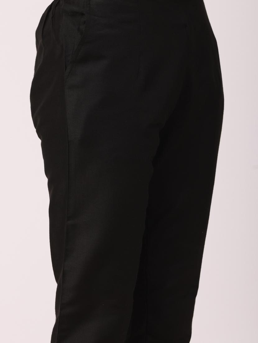 black solid cigarette pants trouser - 18349124 - Standard Image - 4