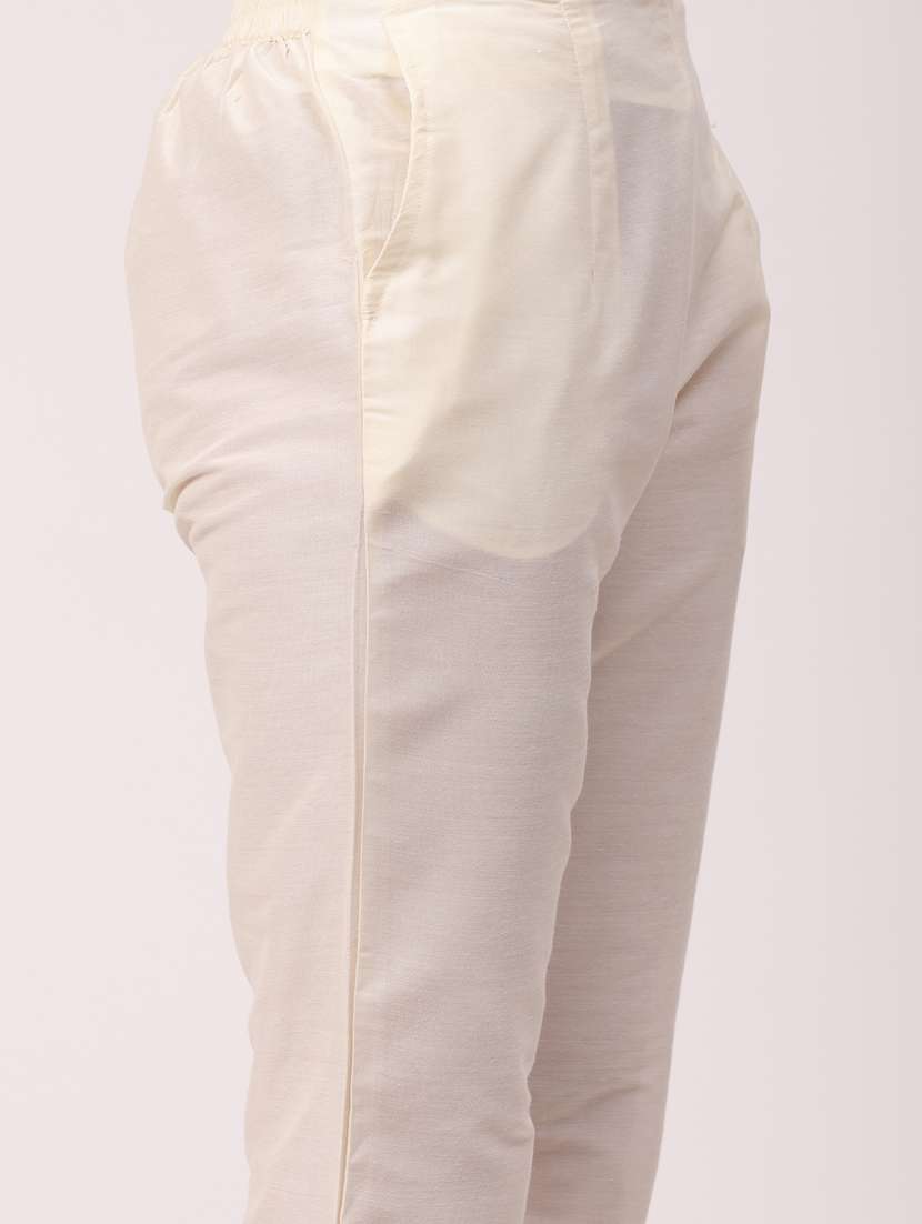 white solid flant front trouser - 18349125 - Standard Image - 4