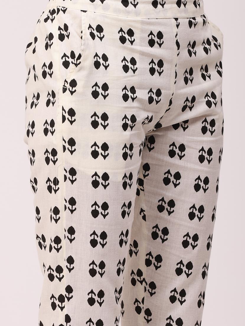 white printed cigarette pants trouser - 18349126 - Standard Image - 4