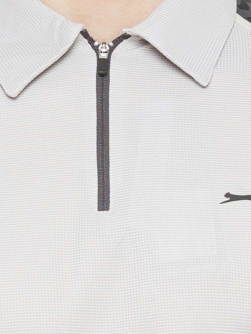 grey solid polo t-shirt - 18349148 - Standard Image - 4