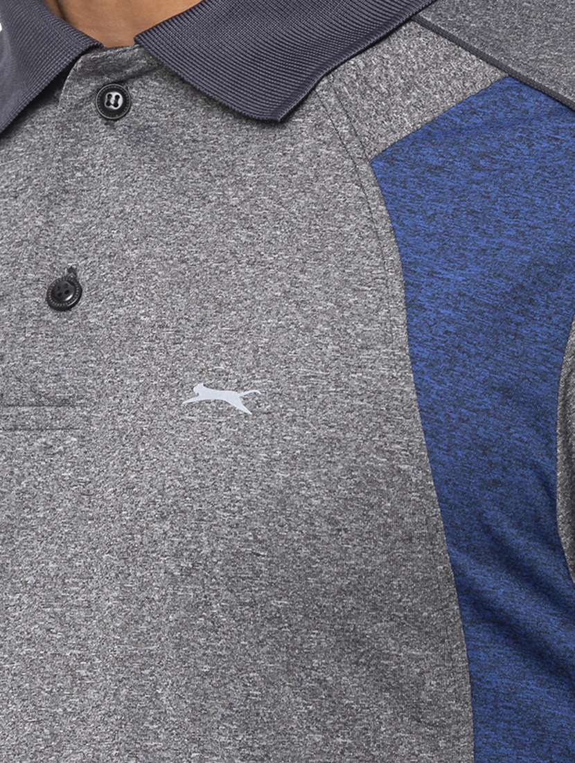 grey color-blocked polo t-shirt - 18349154 - Standard Image - 4
