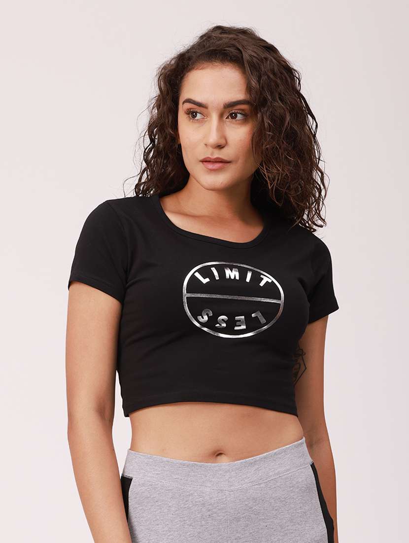 women's front print round neck t-shirt