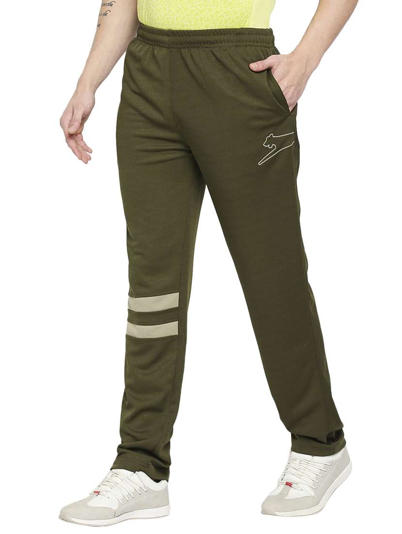 green solid full length track pant - 18349239 -  Standard Image - 1
