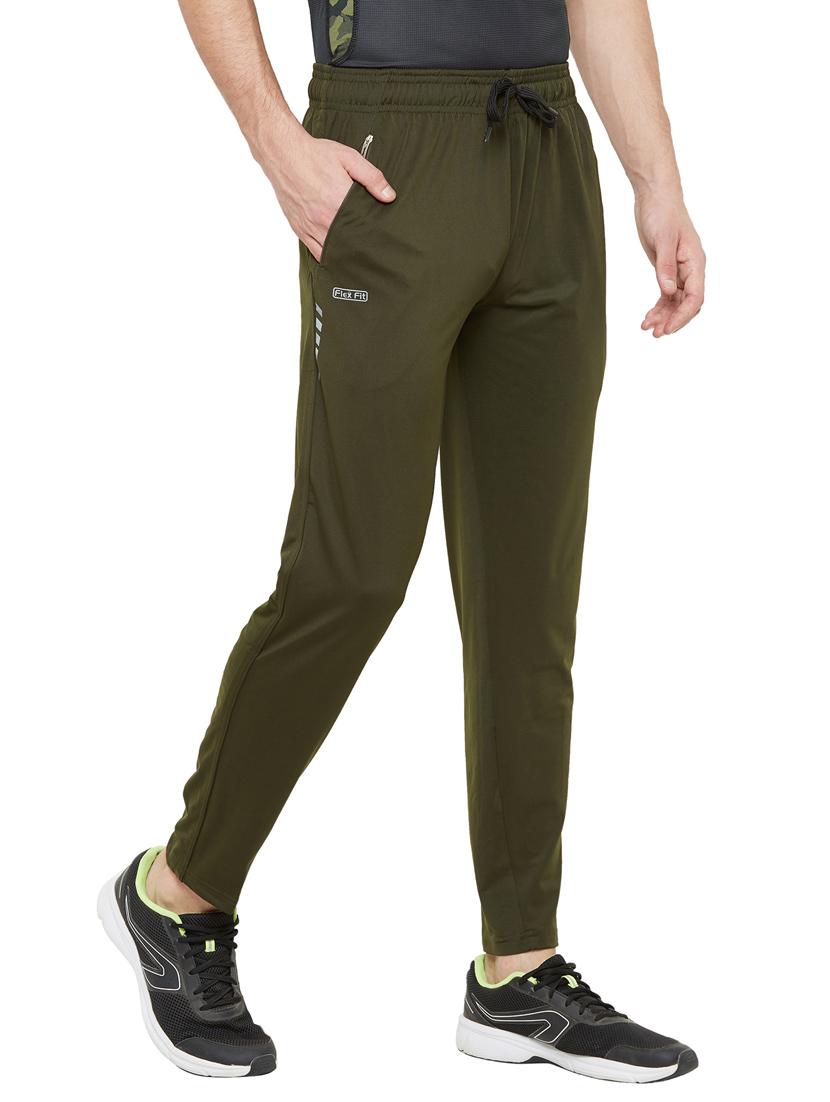 olive-green solid full length track pant - 18349255 - Standard Image - 1