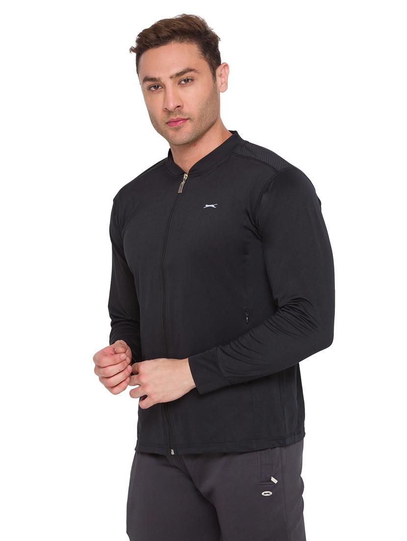 black solid casual jacket - 18349274 -  Standard Image - 1