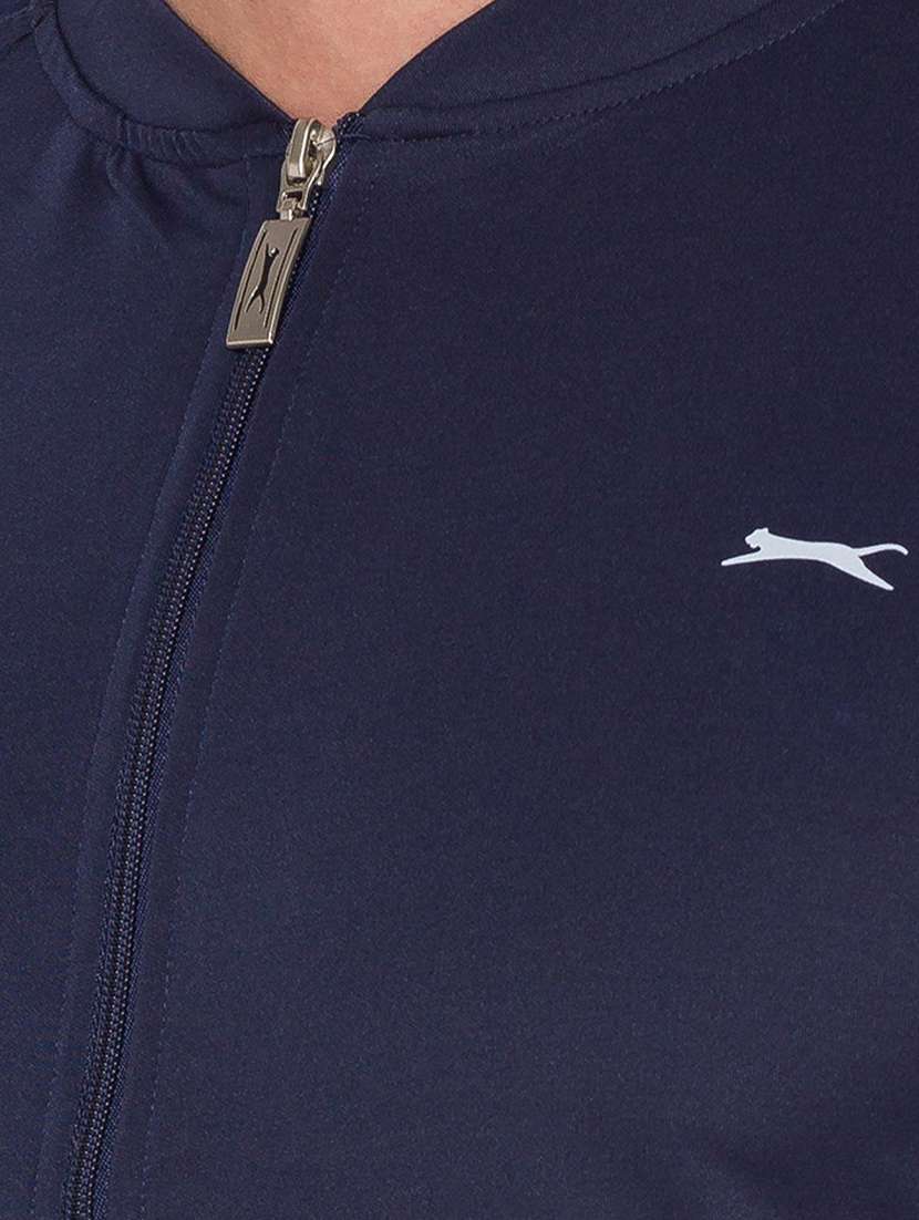 navy blue solid casual jacket - 18349276 - Standard Image - 4
