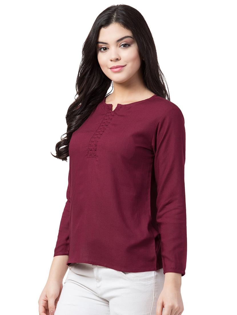 round neck solid top - 18349323 - Standard Image - 1