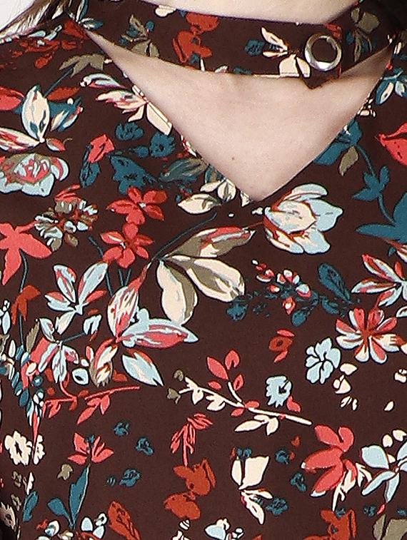choker neck printed top - 18349342 - Standard Image - 4