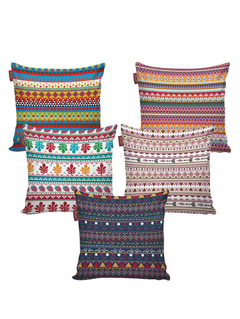 aerohaven set of 5 designer decorative throw pillow/cushion covers - cc138 - (16 inch x 16 inch, multicolour)
