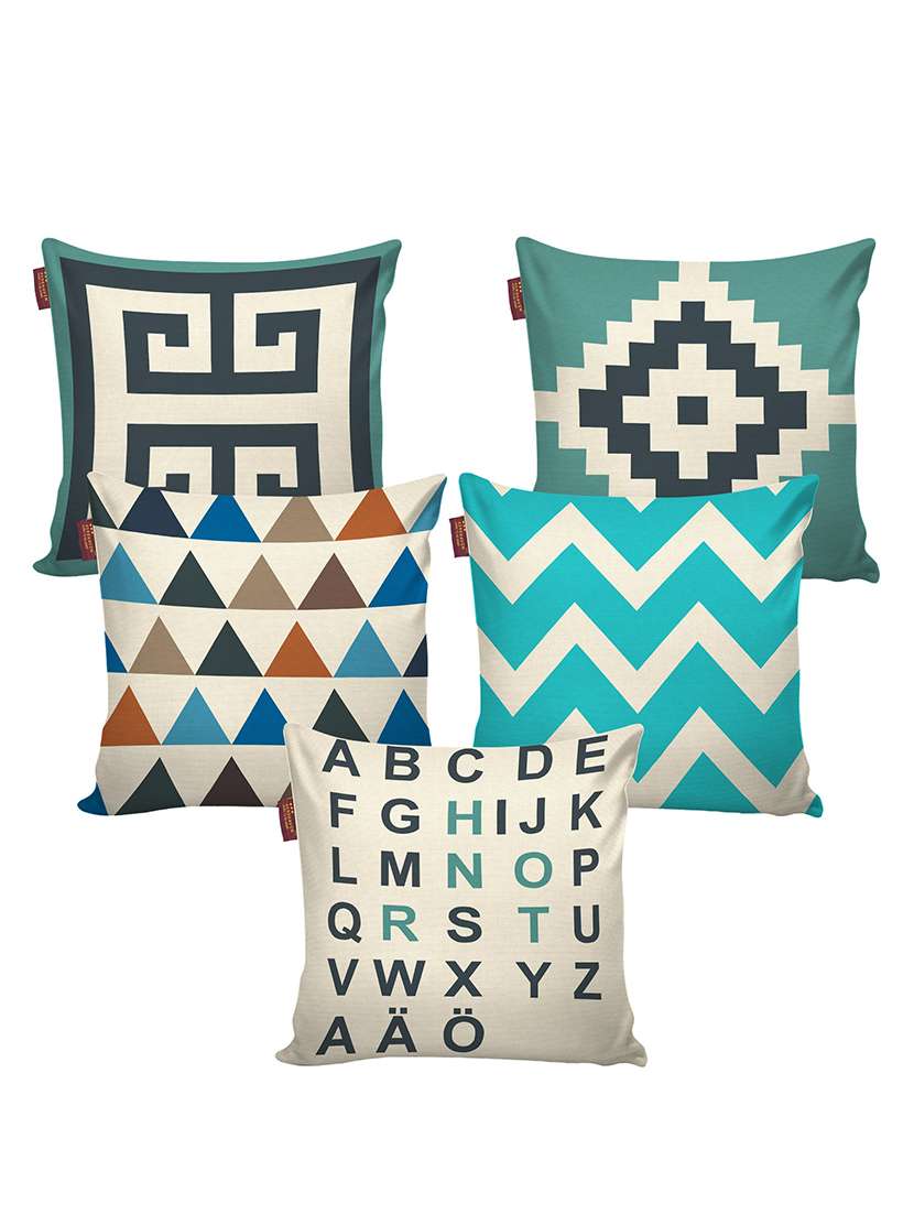 aerohaven set of 5 designer decorative throw pillow/cushion covers - cc123 - (24 inch x 24 inch, multicolour)