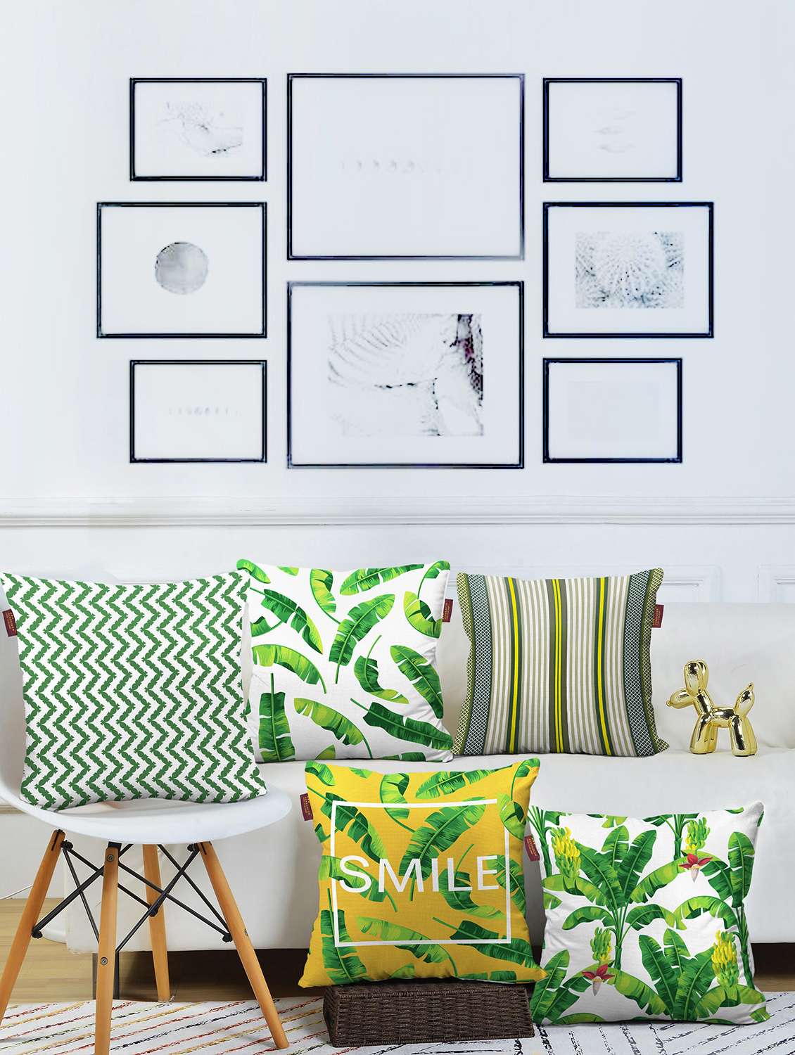 aerohaven set of 5 designer decorative throw pillow/cushion covers - cc124 - (24 inch x 24 inch, multicolour)