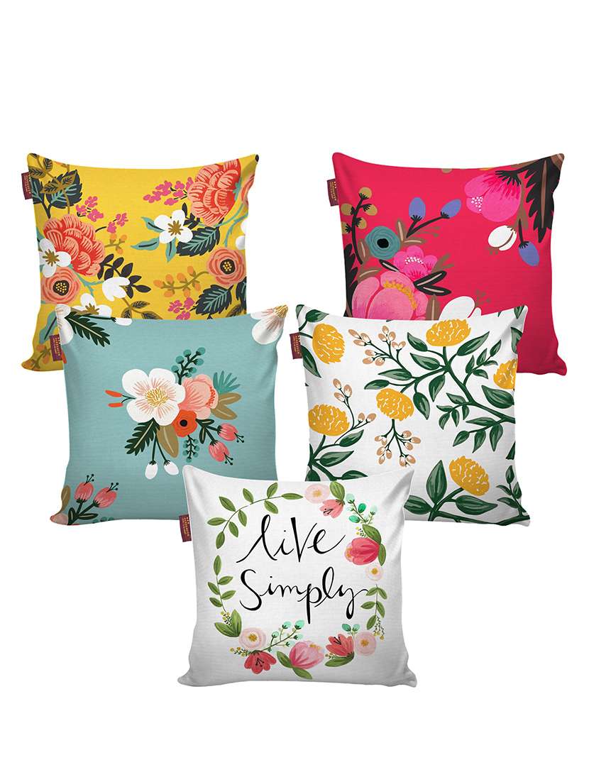 aerohaven set of 5 designer decorative throw pillow/cushion covers - cc122 - (20 inch x 20 inch, multicolour)