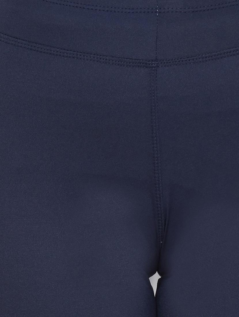 navy blue solid leggings capri - 18351327 - Standard Image - 4