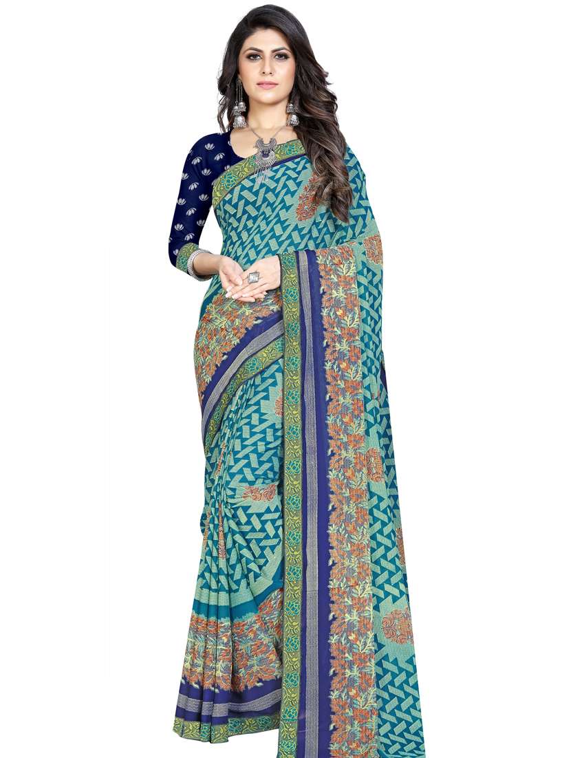 floral printed saree with blouse