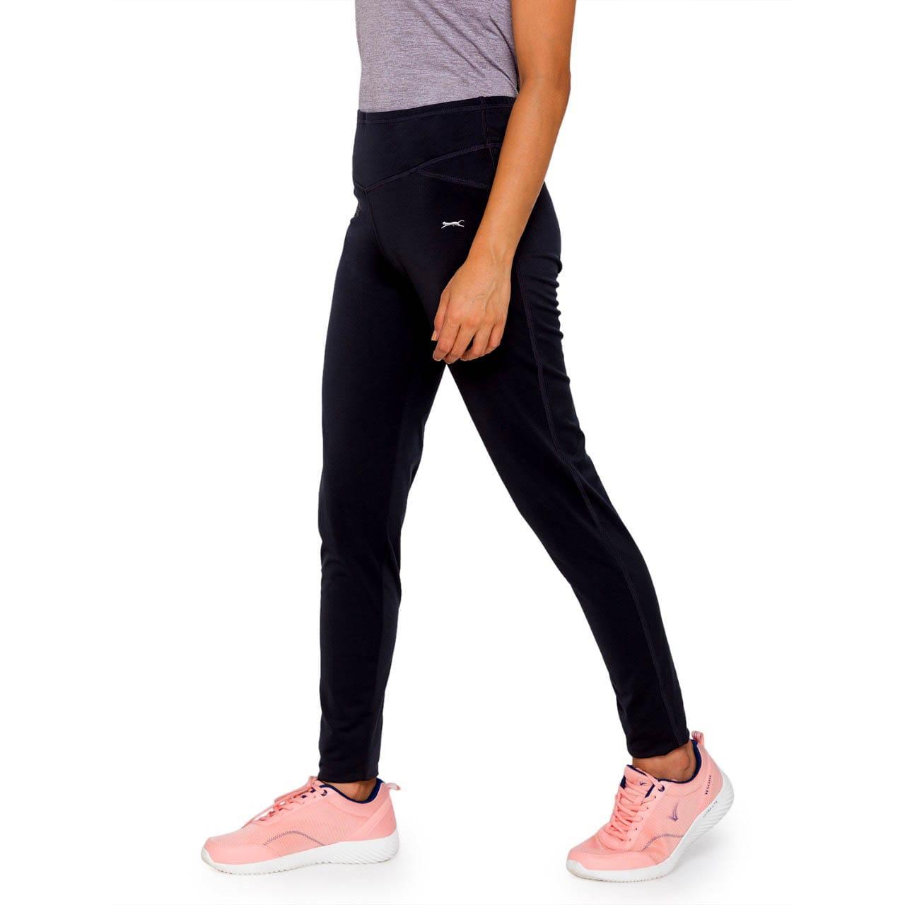 black solid spandex track pant - 18351551 - Standard Image - 1