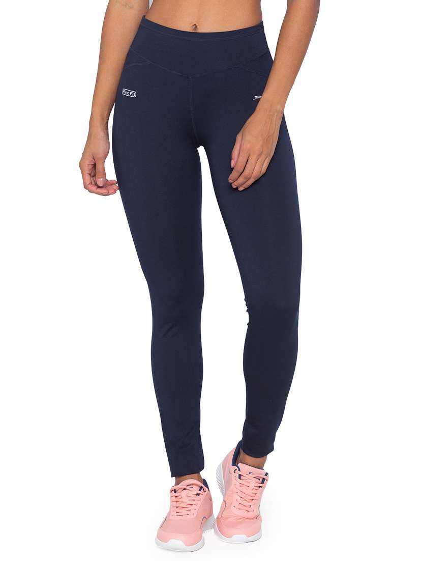 navy blue solid spandex track pant