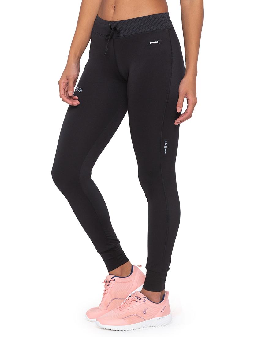 black solid spandex track pant - 18351567 -  Standard Image - 1