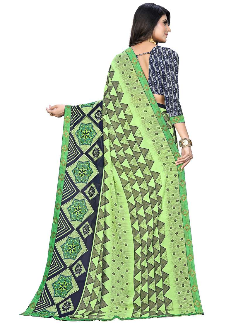 women's geometric green colored saree - 18351656 -  Standard Image - 1