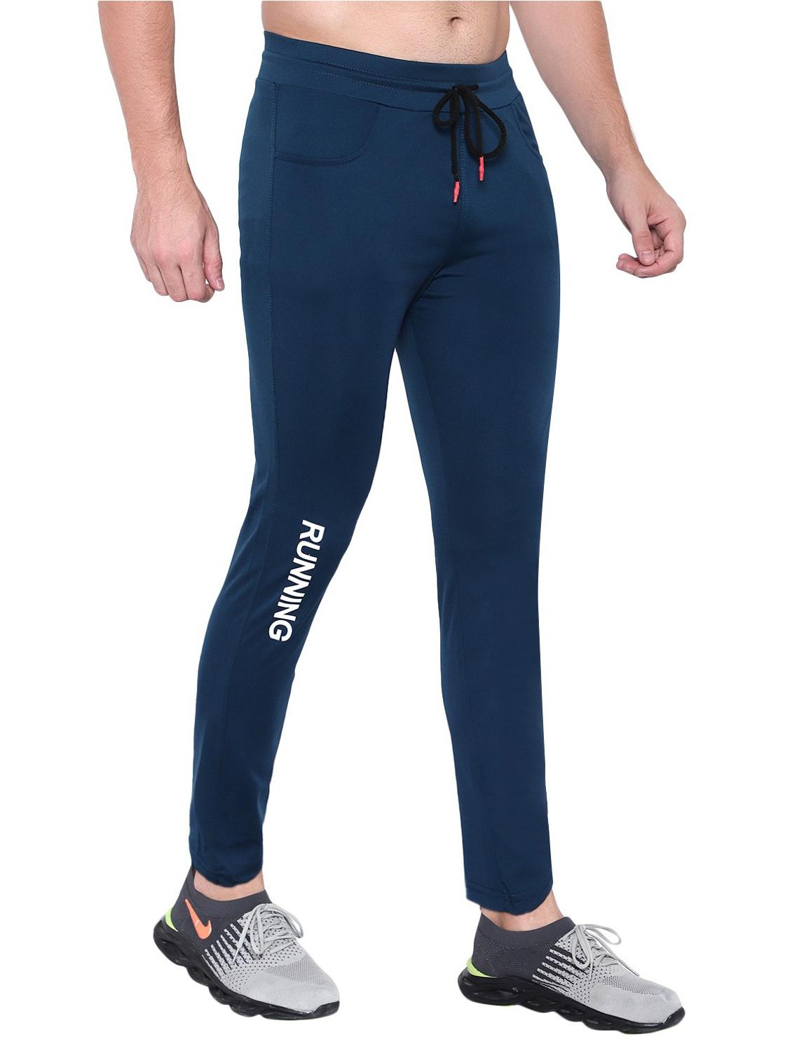 light blue solid full length track pant - 18354381 - Standard Image - 1