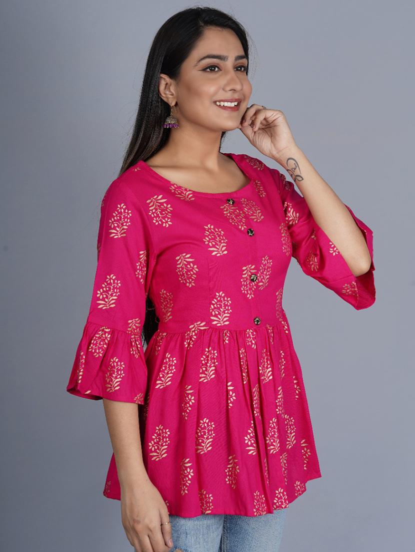 pink printed regular top - 18354849 - Standard Image - 1