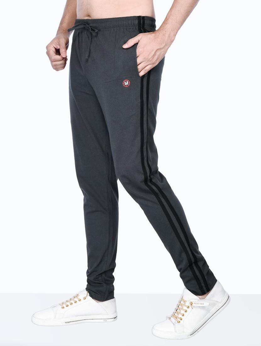 grey solid full length track pant - 18354862 -  Standard Image - 1