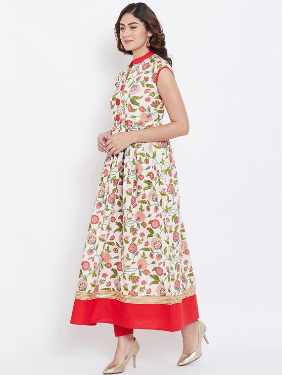 multi colored floral anarkali kurta - 18355831 - Standard Image - 1