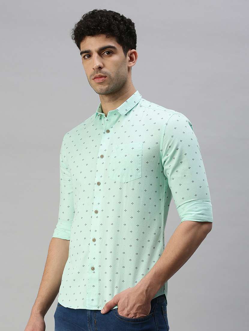 mens micro print casual shirt - 18356066 -  Standard Image - 1