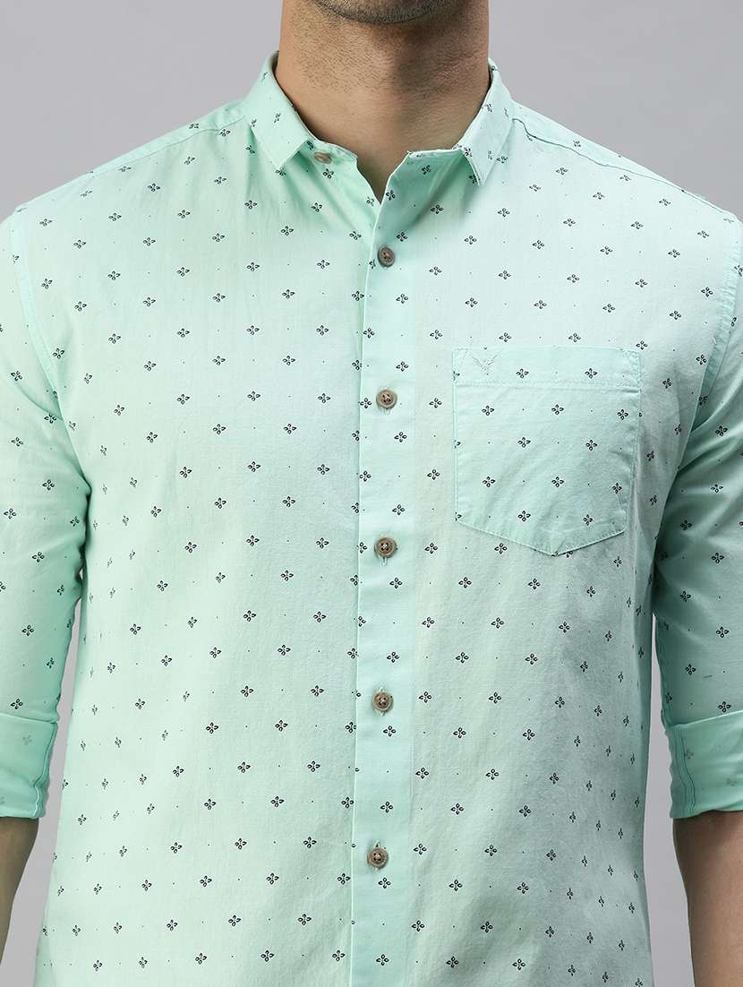 mens micro print casual shirt - 18356066 -  Standard Image - 4