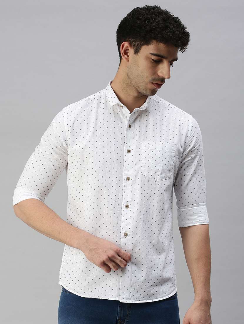 mens micro print casual shirt