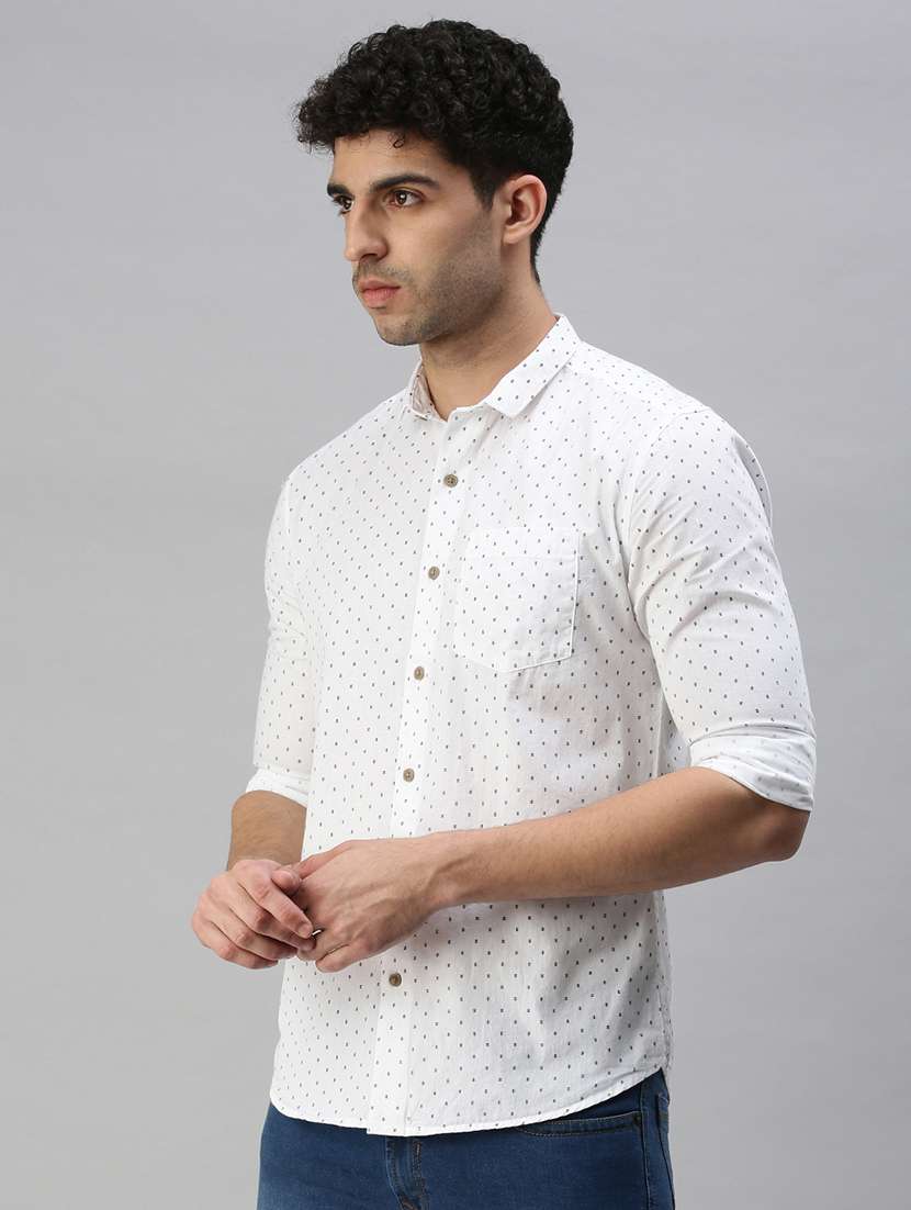 mens micro print casual shirt - 18356070 -  Standard Image - 1
