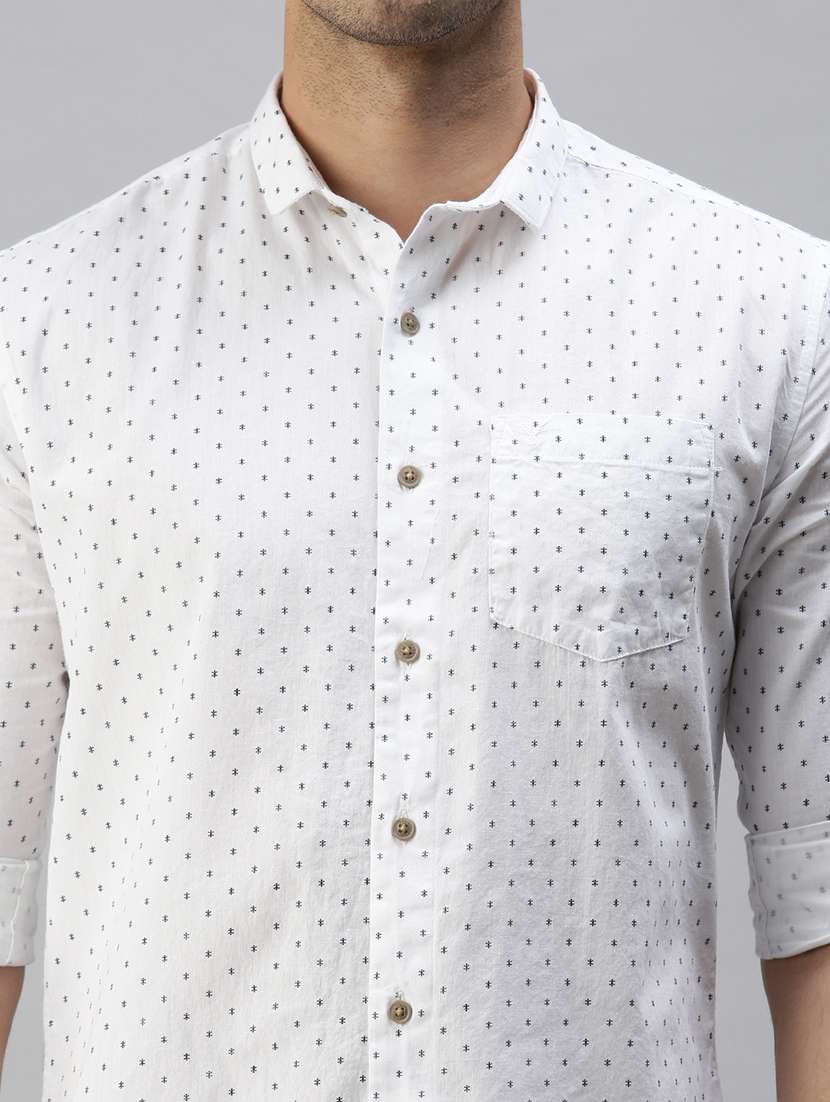 mens micro print casual shirt - 18356070 -  Standard Image - 4