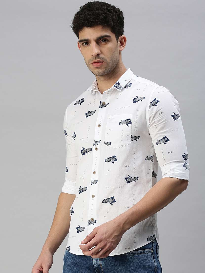 mens leaf print casual shirt - 18356072 -  Standard Image - 1