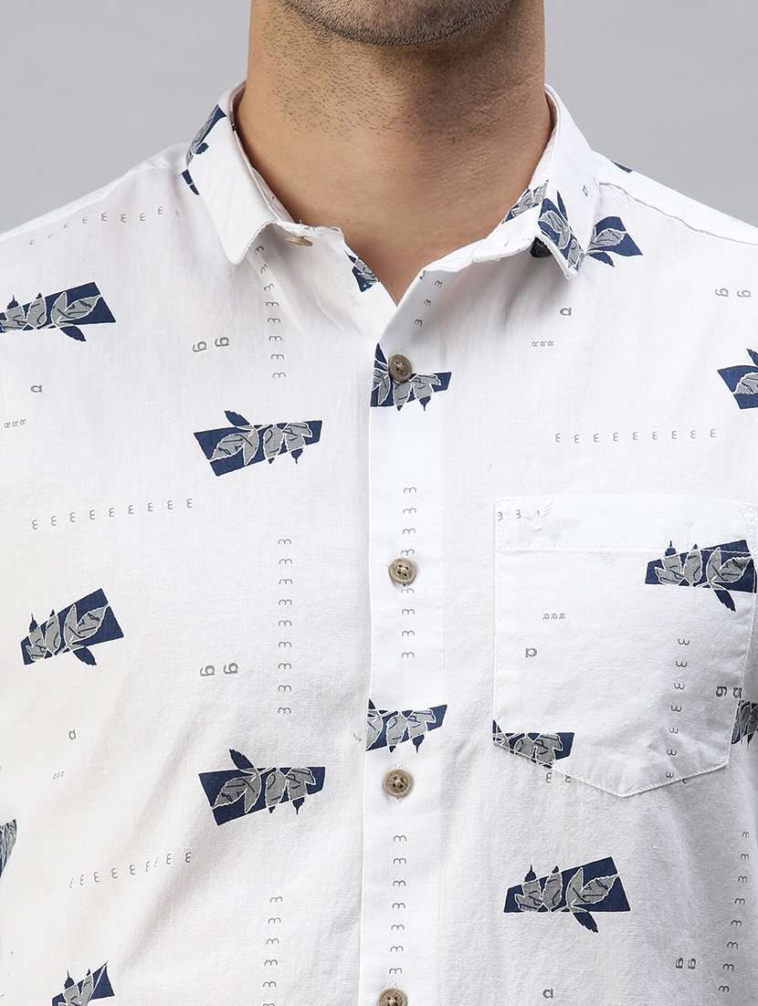 mens leaf print casual shirt - 18356072 -  Standard Image - 4
