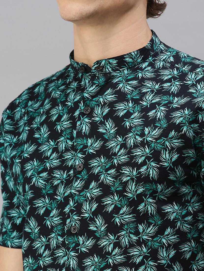 mens leaf print casual shirt - 18356074 - Standard Image - 4
