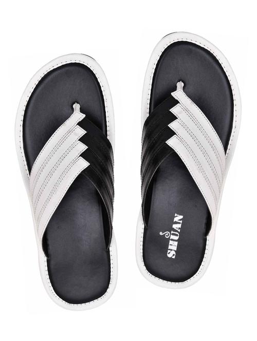 white synthetic & mesh slip on flip flops - 18356342 - Standard Image - 0