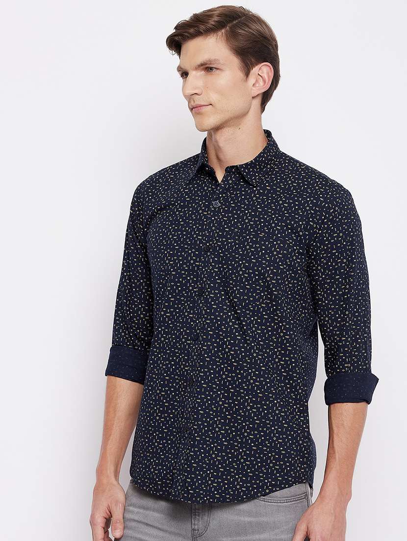 navy blue printed casual shirt - 18356812 -  Standard Image - 1
