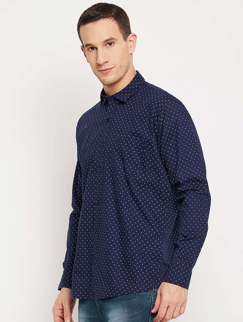 navy blue printed casual shirt - 18356817 -  Standard Image - 1
