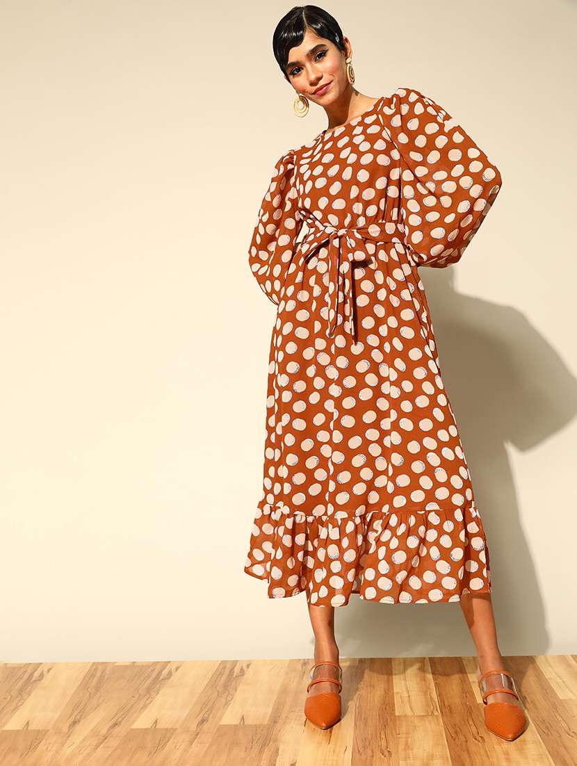 women's tiered dress polka dots dress