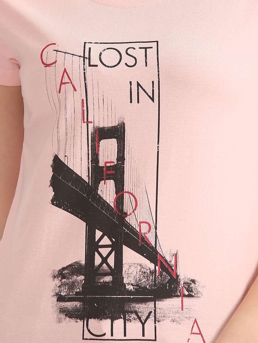 women's front print round neck t-shirt - 18358088 - Standard Image - 4