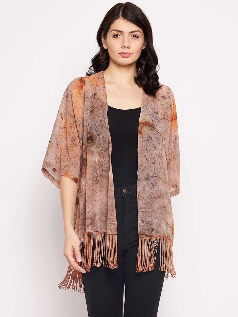 three querter sleeve tie & dye regular shrug